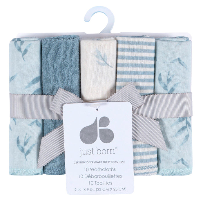 10-Pack Baby Boys Blue Terry Washcloths bath Just Born®
