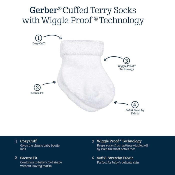 10-Pack Baby Girls Garden Floral & White Wiggle Proof® Socks