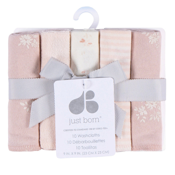 10-Pack Baby Girls Pink Terry Washcloths bath Just Born®