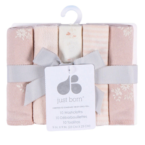10-Pack Baby Girls Pink Terry Washcloths bath Just Born®