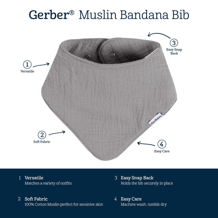 10-Pack Baby Neutral Multi Browns Muslin Bandana Bib