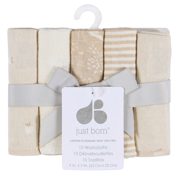 10-Pack Baby Neutral Tan Terry Washcloths bath Just Born®