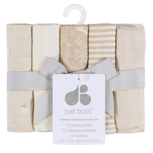 10-Pack Baby Neutral Tan Terry Washcloths bath Just Born®