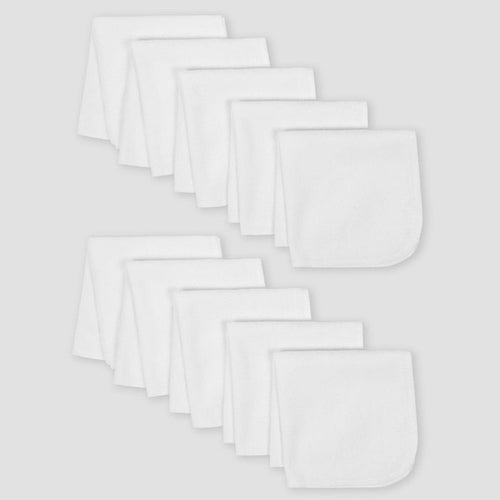 10-Pack Baby Neutral White Washcloths
