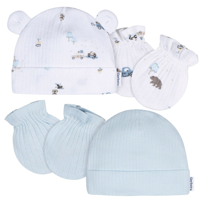 4-Piece Baby Boys Road Trip Cap and Mitten Set Accessories Gerber®