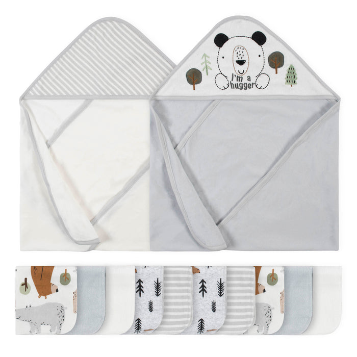 12-Piece Boys Bear Hooded Towel & Washcloth Set-Gerber Childrenswear