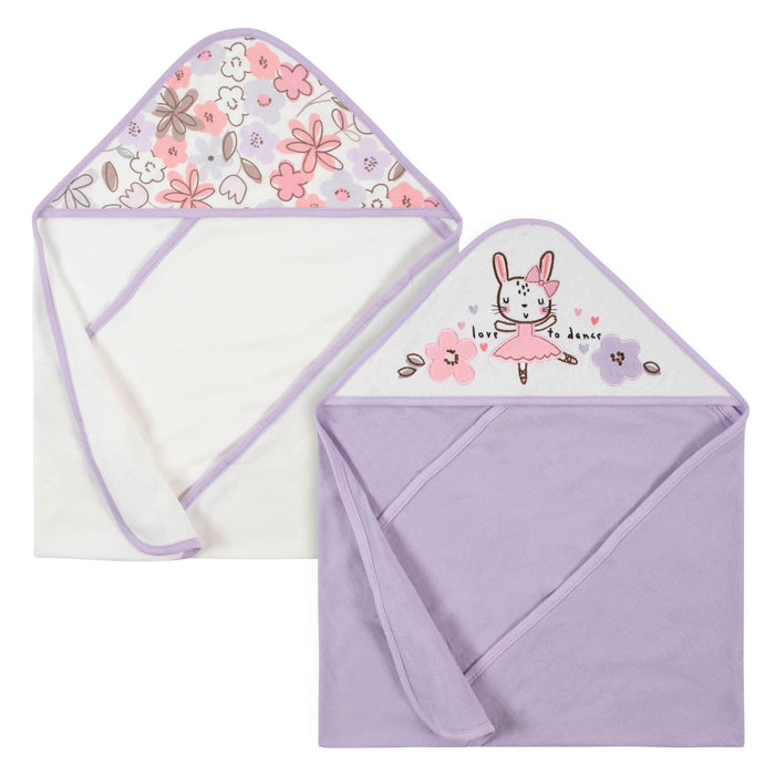 12-Piece Girls Bunny Ballerina Hooded Towel & Washcloth Set-Gerber Childrenswear