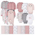 18-Piece Baby Girls Bear Sleep 'N Play, Onesies® Bodysuit, and Burpcloth Set-Gerber Childrenswear