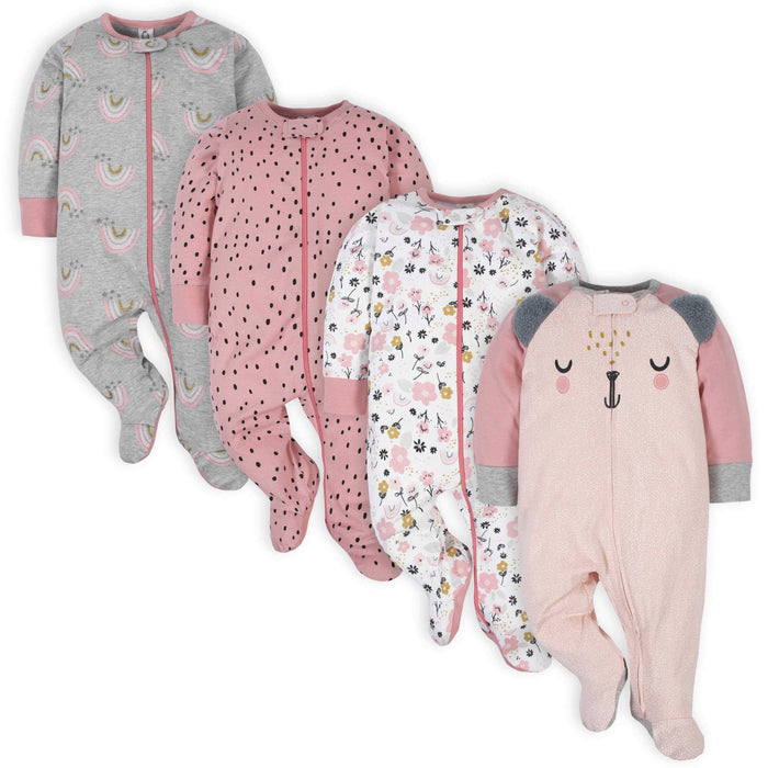 18-Piece Baby Girls Bear Sleep 'N Play, Onesies® Bodysuit, and Burpcloth Set-Gerber Childrenswear