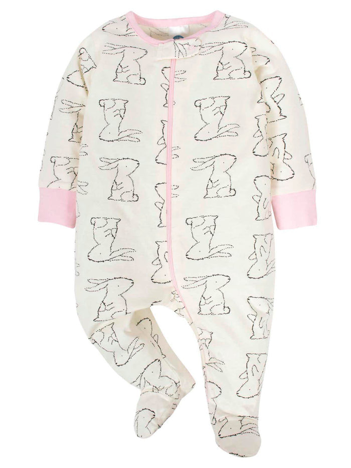 18-Piece Baby Girls Bunny Sleep 'N Play, Onesies® Bodysuit, and Burpcloth Set-Gerber Childrenswear