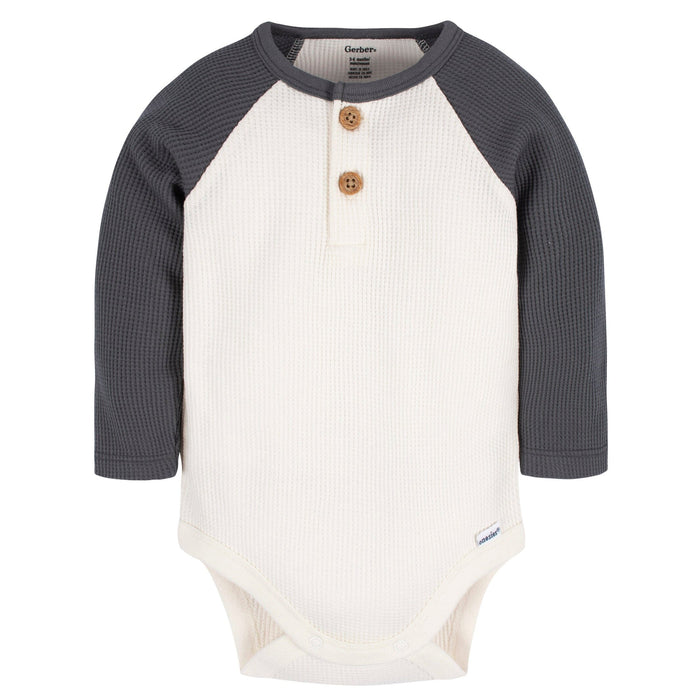 2-Pack Baby Boys Blue/Ivory Long Sleeve Onesies® Bodysuits