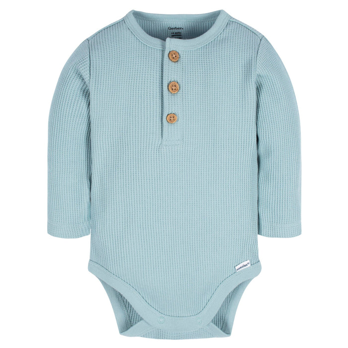 2-Pack Baby Boys Blue/Ivory Long Sleeve Onesies® Bodysuits