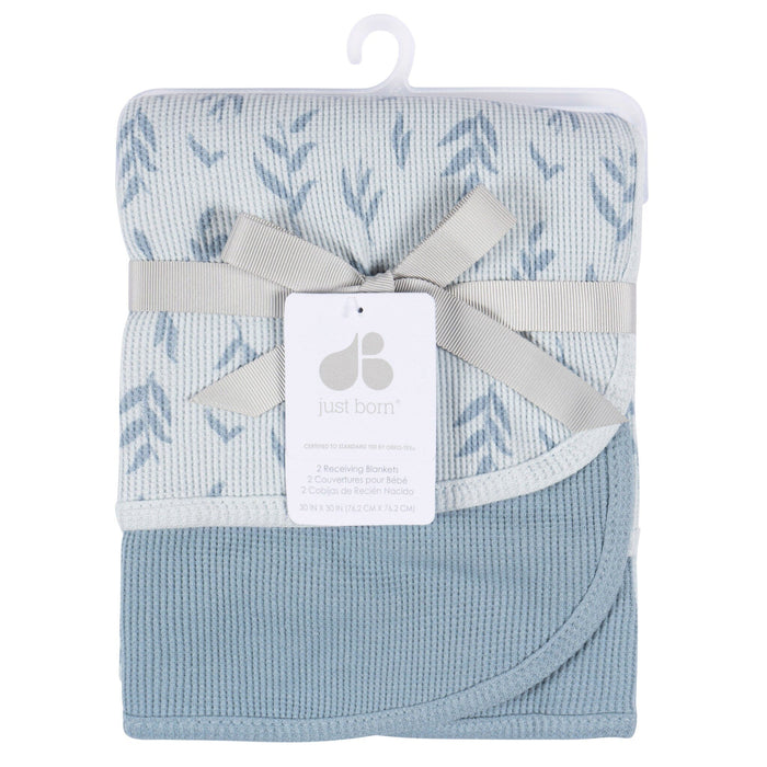 2-Pack Baby Boys Blue Leaf Cotton Thermal Blanket Blankets Gerber®