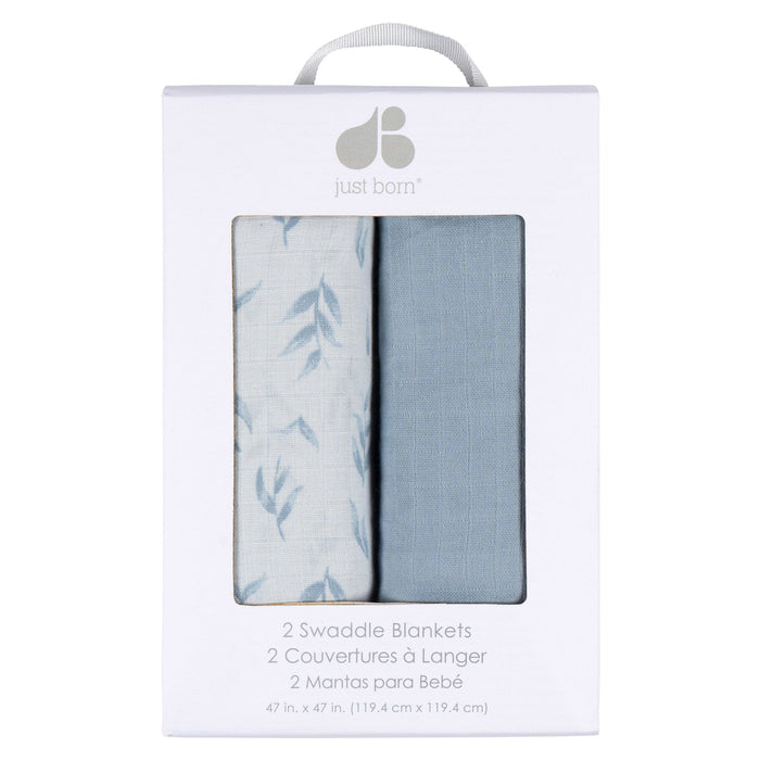 2-Pack Baby Boys Blue Leaf Swaddle Blanket Blankets Gerber®