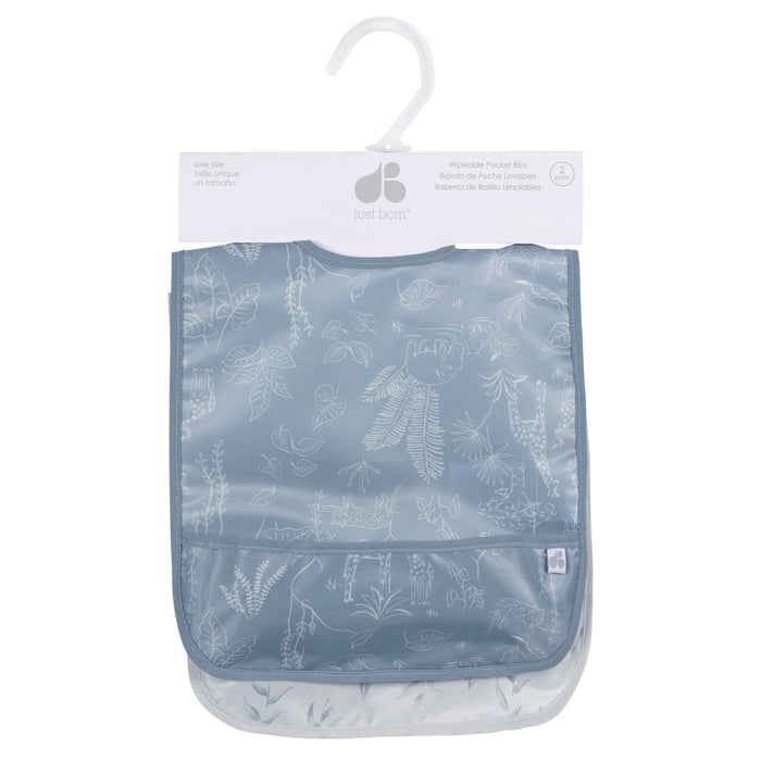 2-Pack Baby Boys Blue Wipeable Bibs Gerber®