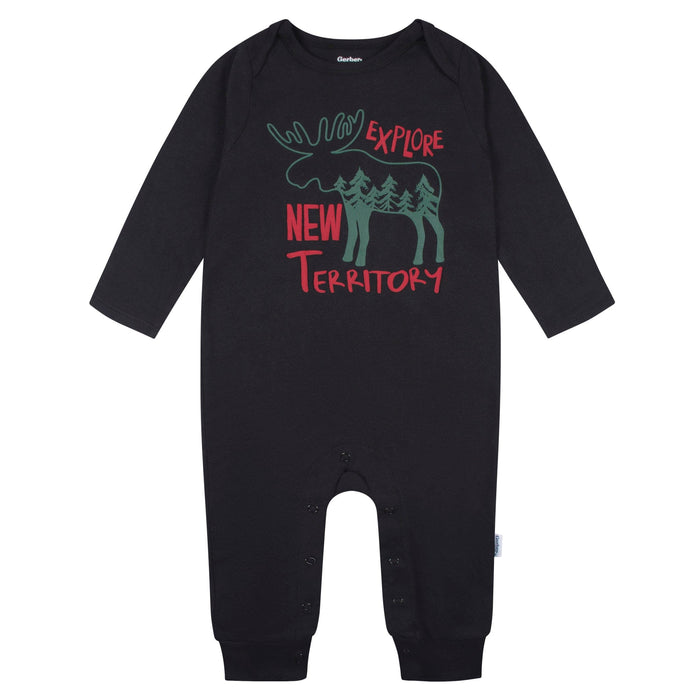 2-Pack Baby Boys Black Explore Rompers