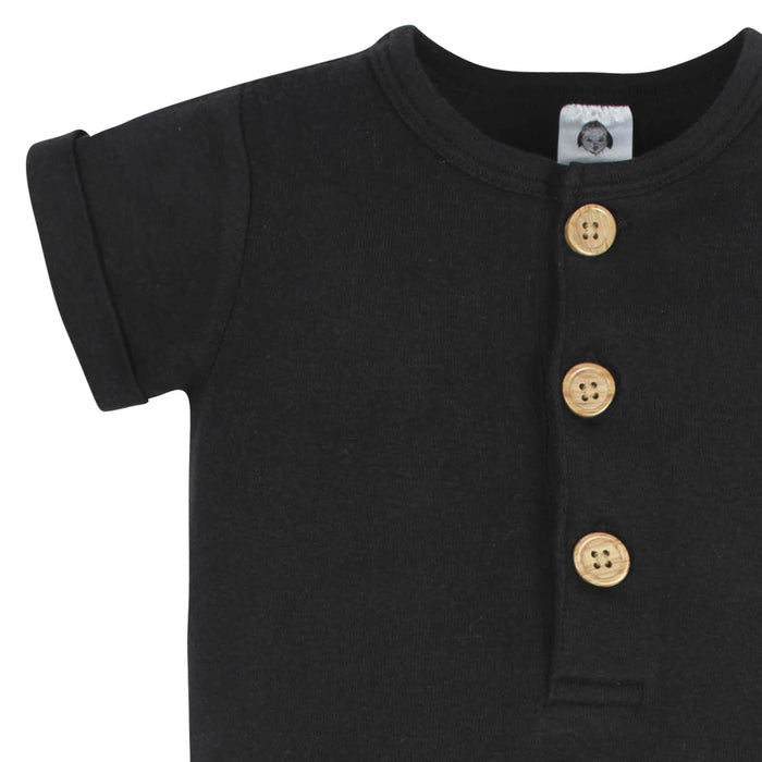 2-Pack Baby Boys Fossils & Black Short Sleeve Rompers-Gerber Childrenswear