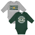 2-Pack Baby Boys Green Bay Packers Long Sleeve Bodysuit Set NFL NFL