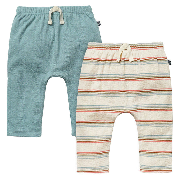 2-Pack Baby Boys Light Beige Stripe & Teal Harem Pants Bundle bottoms Modern Moments™ by Gerber®
