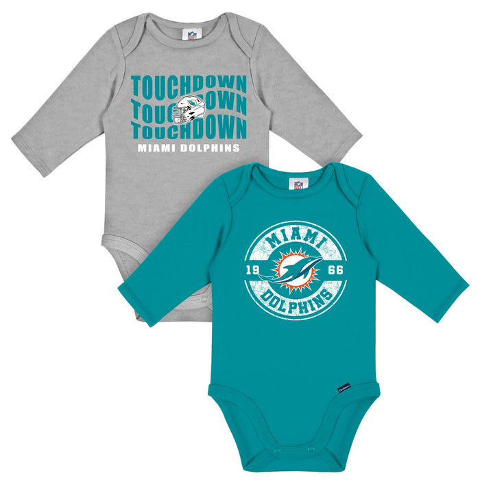 2-Pack Baby Boys Miami Dolphins Long Sleeve Bodysuit Set NFL NFL