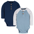 2-Pack Baby Boys Navy/Blue/Lt Grey Heather Long Sleeve Onesies® Bodysuits