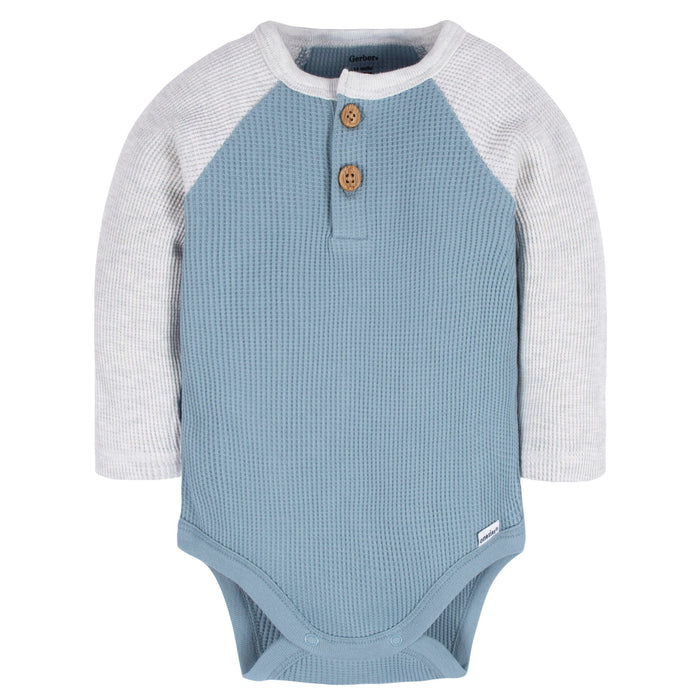 2-Pack Baby Boys Navy/Blue/Lt Grey Heather Long Sleeve Onesies® Bodysuits