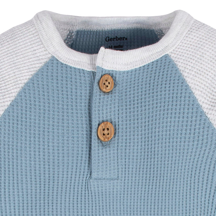 2-Pack Baby Boys Navy/Blue/Lt Grey Heather Long Sleeve Onesies® Bodysuits