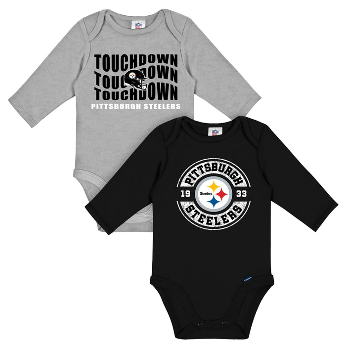 2-Pack Baby Boys Pittsburgh Steelers Long Sleeve Bodysuit Set NFL NFL