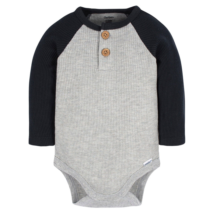 2-Pack Baby Boys Red/Black/ Lt Grey Heather Long Sleeve Onesies® Bodysuits