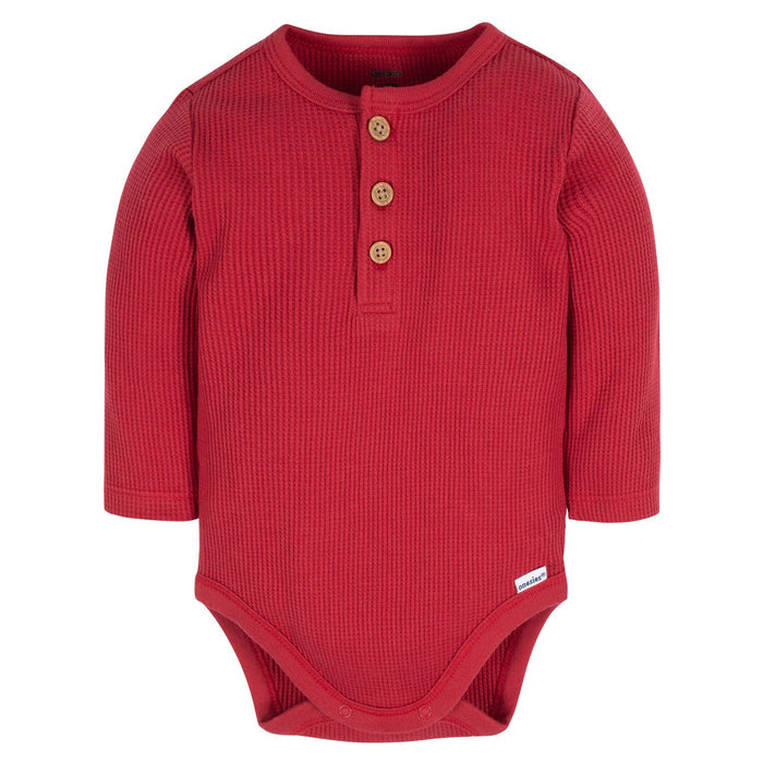 2-Pack Baby Boys Red/Black/ Lt Grey Heather Long Sleeve Onesies® Bodysuits