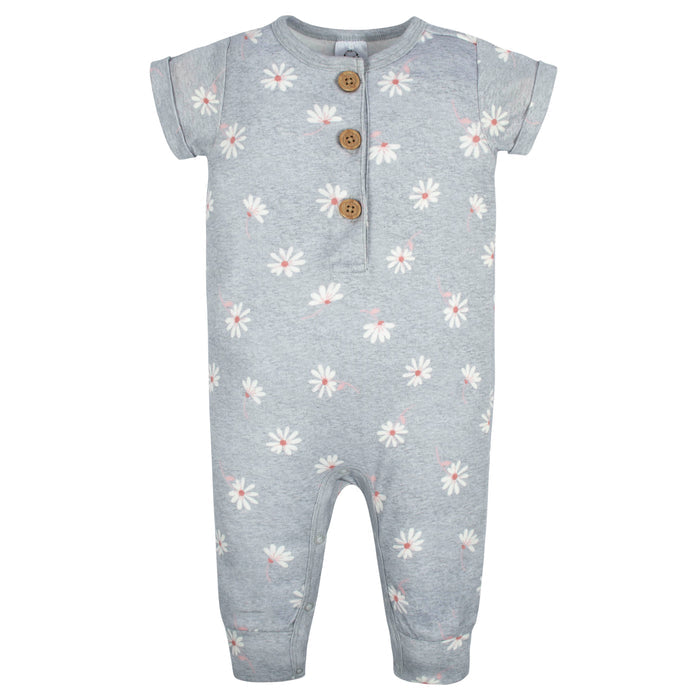 2-Pack Baby Girls Floral & Daisies Short Sleeve Rompers-Gerber Childrenswear