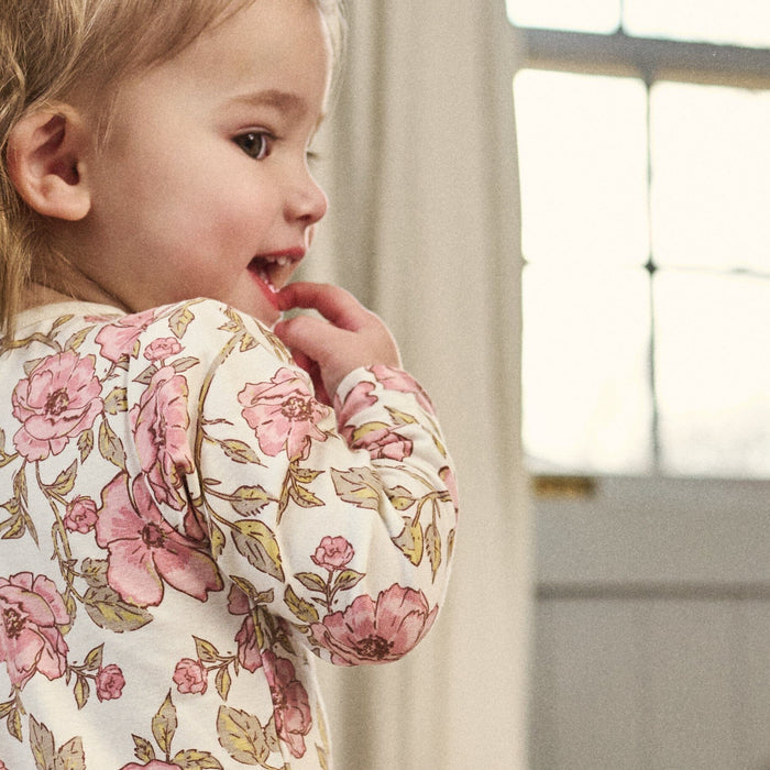 2-Pack Baby Girls Pink Flower Zip Front Viscose Rompers rompers modern moments™ by Gerber®