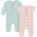 2-Pack Baby Girls Pink Plaid Romper