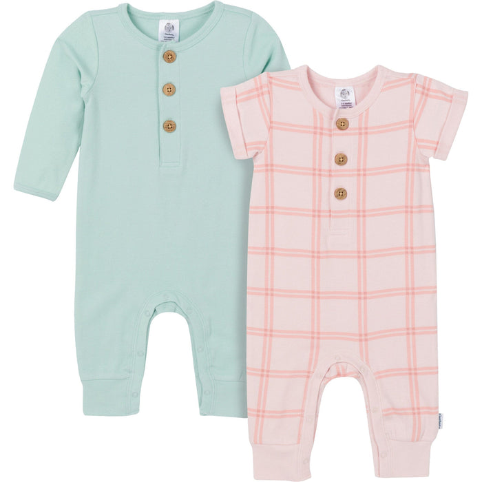 2-Pack Baby Girls Pink Plaid Romper