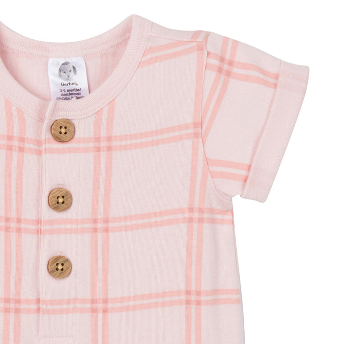 2-Pack Baby Girls Pink Plaid Romper
