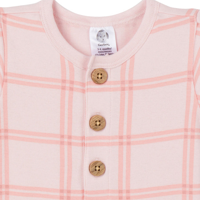 2-Pack Baby Girls Pink Plaid Romper
