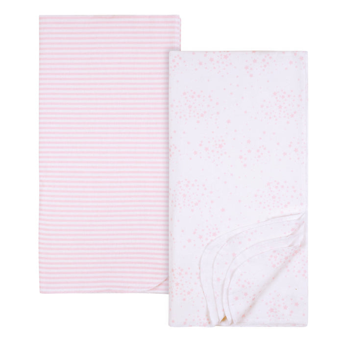 2-Pack Baby Girls Stars Flannel Blankets