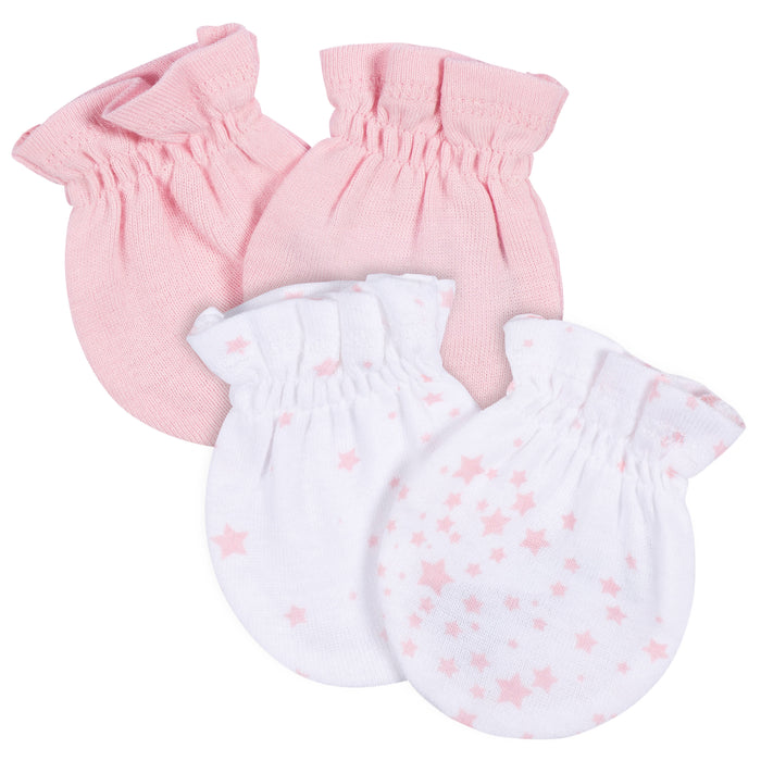 2-Pack Baby Girls Stars No Scratch Mittens