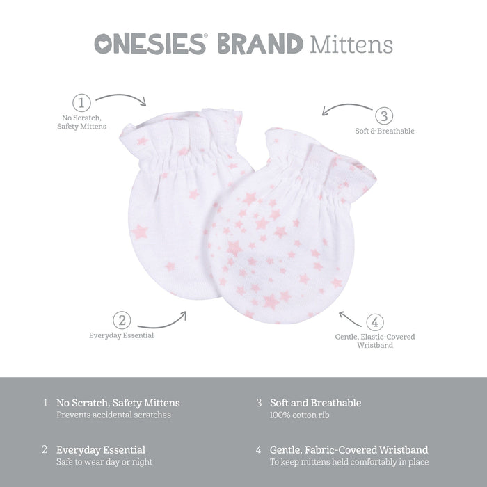 2-Pack Baby Girls Stars No Scratch Mittens