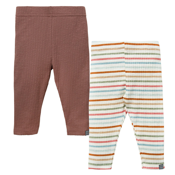 2-Pack Baby Neutral Brown & Ivory Striped Legging Bundle bottoms Modern Moments™ by Gerber®