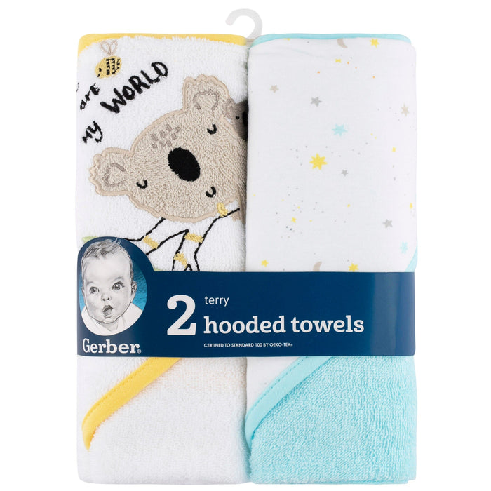 2-Pack Baby Neutral Little Animals Hooded Towel