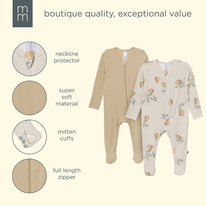 2-Pack Baby Neutral Pears Sleep 'N Plays with Mitten Cuffs sleepwear modern moments™ by Gerber®