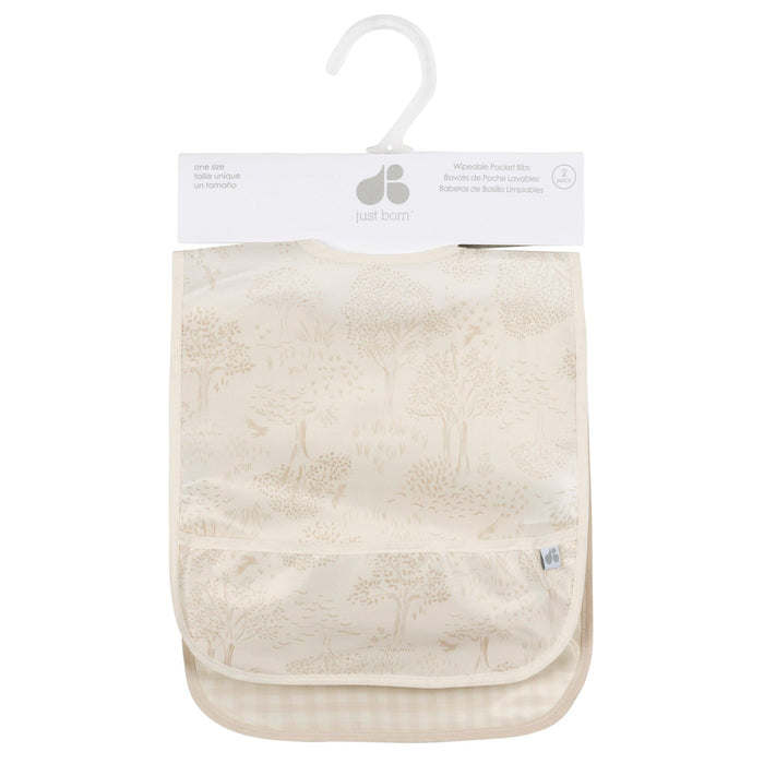 2-Pack Baby Neutral Tan Wipeable Bibs Gerber®