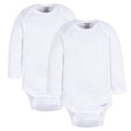 2-Pack Baby Neutral White Long Sleeve Onesies® Bodysuits