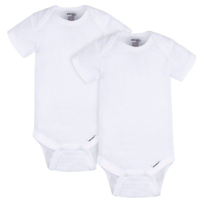 2-Pack Baby Neutral White Short Sleeve Onesies® Bodysuits