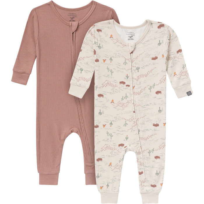 2-Pack Baby Neutral Gray and Brown Snug Fitting Footless Pajamas Sleepwear Gerber®