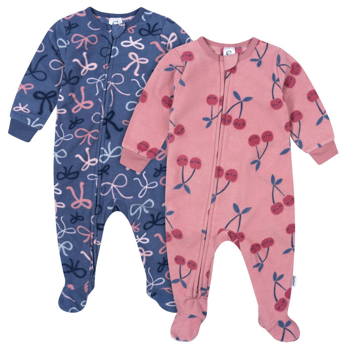 2-Pack Baby & Toddler Girls Cherries Footed Fleece Pajamas Sleepwear Gerber®