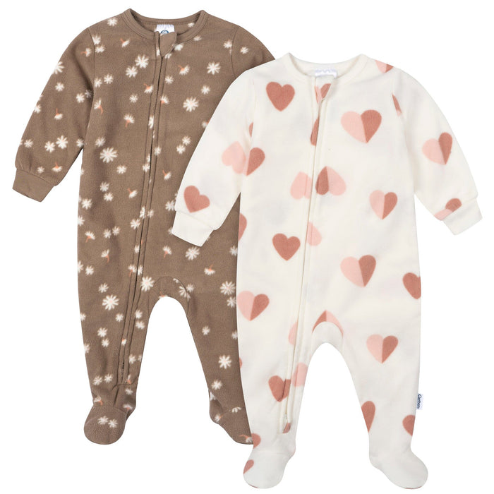 2-Pack Baby & Toddler Girls Hearts Footed Fleece Pajamas Sleepwear Gerber®
