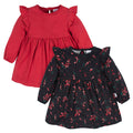 2-Pack Baby & Toddler Girls Black Holly Berries Babydoll Dress
