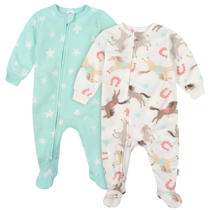 2-Pack Baby & Toddler Girls Horses Footed Fleece Pajamas Sleepwear Gerber®